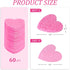 Women 60-Count Compressed Cellulose Heart Shape Face Facial Sponges 100% Natural Cosmetic Sponges for Facial Cleansing Exfoliating Mask Skin Massage (Pink)
