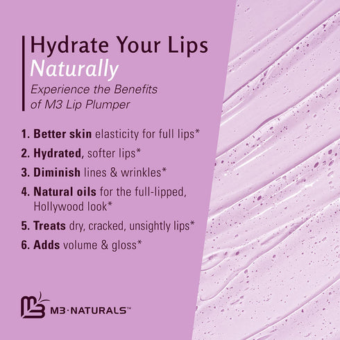 M3 Naturals Collagen Lip Plumper, Clinically Proven Natural Lip Enhancer for Fuller Softer Lips