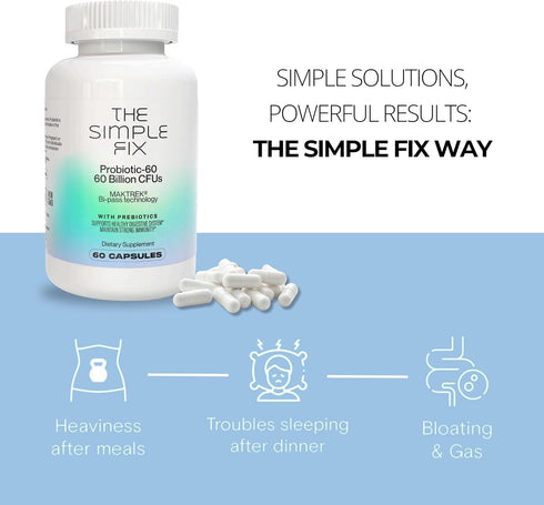 Daily Probiotic 60 Billion CFUs with Organic Prebiotics - Gut Health, Clear Skin, Bloating Aid for Women and Men