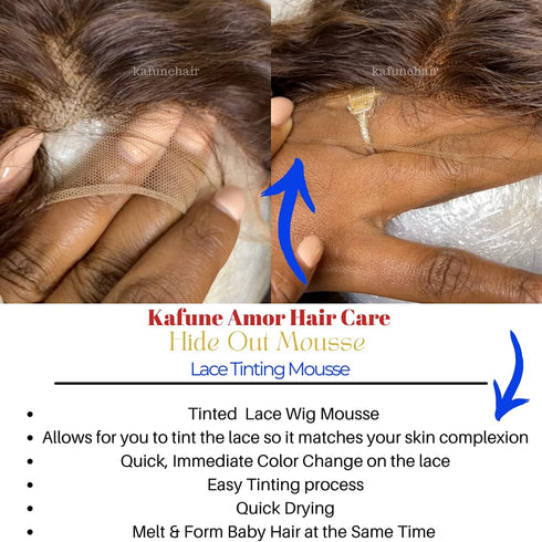 Kafune Amor Premium Lace Melting Mousse - Tinted Quick-Drying Mousse for Lace Wigs, Natural Finish, Expresso Dark Brown