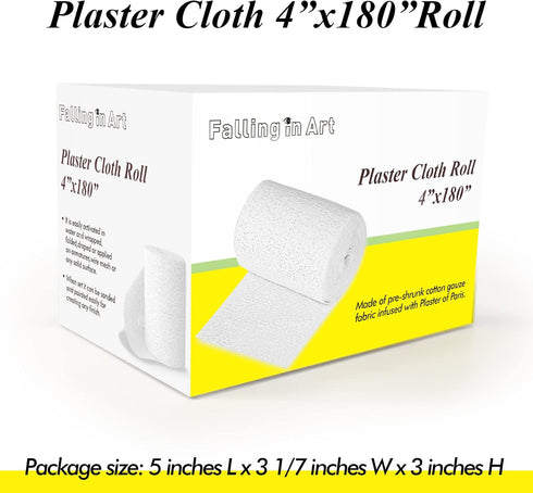 Falling in Art Plaster Cloth Rolls, 500gsm Plaster Strip, 4inch x180inch, Plaster Gauze Bandages for Craft Projects,