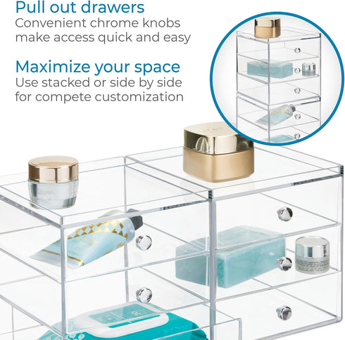 InterDesign Clarity Cosmetic Vanity Cabinet, 3 Drawer Clear Organizer for Makeup & Beauty Products