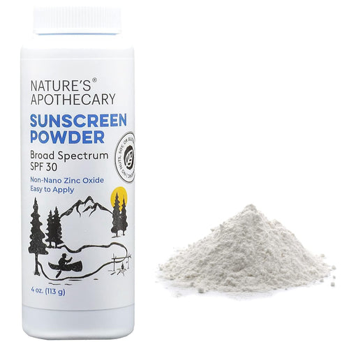 Nature's Apothecary SPF 30 All-Natural Sunscreen Powder - Non Nano Zinc Oxide, Water & Sweat Resistant, Biodegradable