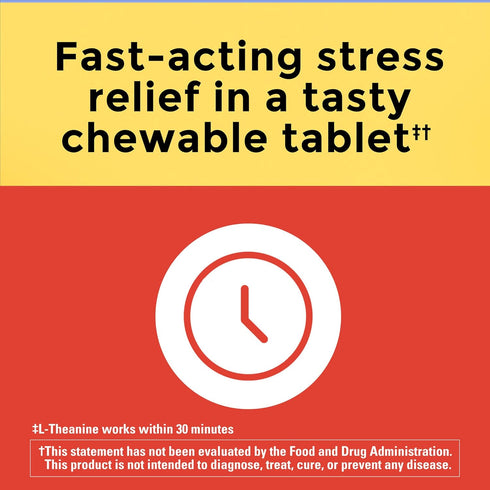 Nature Made Chewable L-Theanine 200mg - 50 Chewable Tablets for Stress Relief, 50 Day Supply