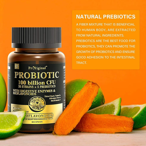 Probiotics with Prebiotics for Men and Women - 120 Capsules, 35 Strains Organic Probiotic 100 Billion CFU for Gut &