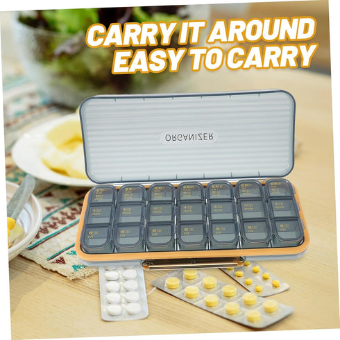 Ipetboom Portable Weekly Pill Organizer Compartments PP Abs Material Travel Medicine Storage Box for Daily Use