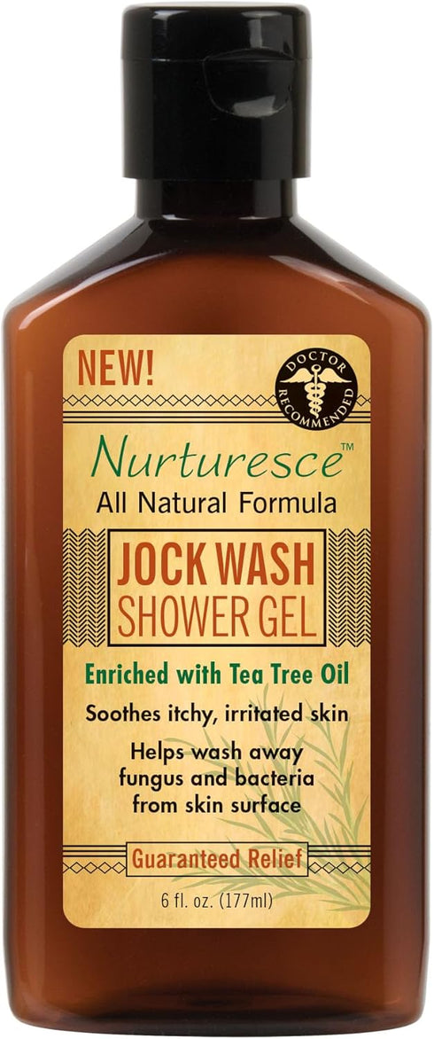 PediFix Nurturesce Jock Wash Shower Gel, 6 Fluid Ounce, Tea Tree Oil Enriched, Natural Body Wash