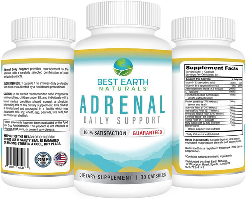 Best Earth Naturals Adrenal Support for Adults - 30 Day Supply with Holy Basil, B Vitamins, Ashwagandha