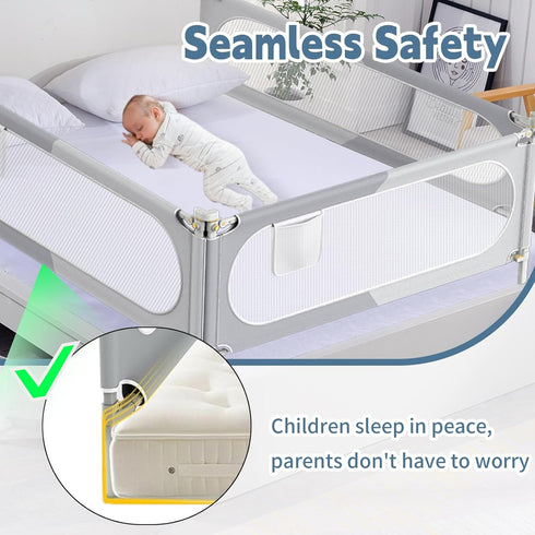 Yozoia 30 Bed Rail for Toddlers, Baby Bed Rail Guard with Double Child Safety Lock, Speed Height Adjustable, Safety