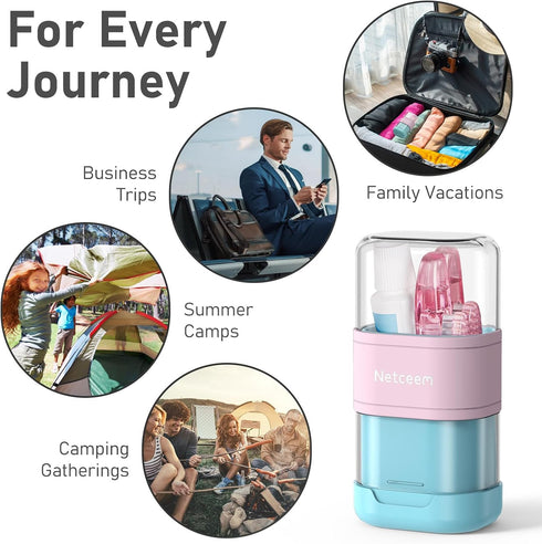 Trip(1Pack Toothbrush Travel Case Kit,Portable Folding Tooth Brush Holder and Toothpaste Cover Container with Mouthwash