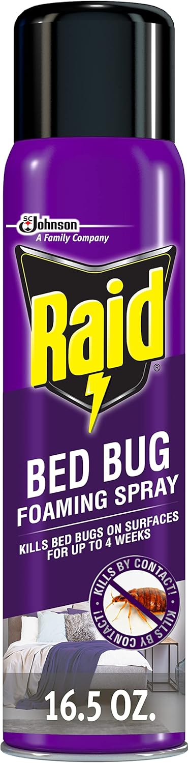 Raid Bed Bug Foaming Spray, Kills Bed Bugs and Eggs, Indoor Use, Non-Staining, 16.5 oz (Pack of 1)