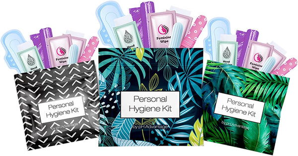 3 x Menstrual All-in-One Kits - Assorted Colors, Convenience on The Go, Individually Wrapped Feminine Hygiene Products