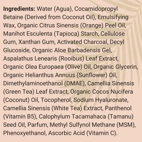 Organic Face Wash - Gentle Daily Cleanser for Women and Men with Coconut Oil, Aloe Vera, Charcoal