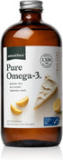 Natural Force Pure Omega 3 - 16 Oz Liquid Fish Oil in Delicious Lemon Cake Flavor, Mercury Free, Wild Caught
