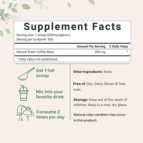 Pure Green Coffee Bean Extract, 4 Ounce, Natural Caffeine, Fat Burn Supplement, Vegan Friendly