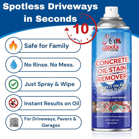 Oil Spots Gone Heavy Duty Concrete Oil Stain Remover Spray Industrial Strength Degreaser for Driveway, Garage Floor