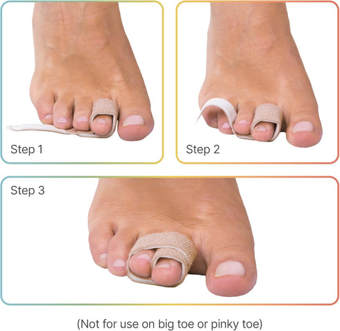 Hammer Hammertoe 4 Count ZenToes Toe Corrector for Women & Men - Reusable Fabric Buddy Wraps for Broken Toes
