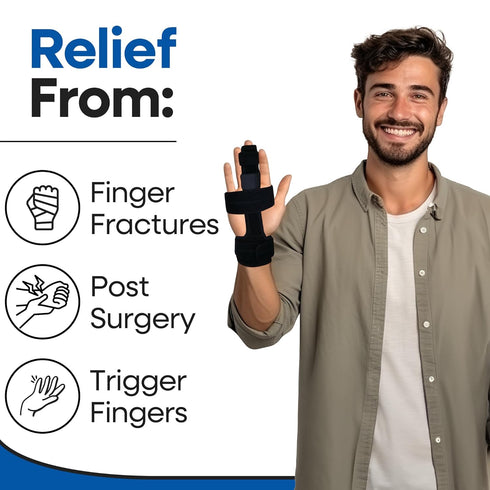 Trigger Finger Splint Brace for Middle Finger | Mallet Trigger Finger Straightener for Broken, Fractured, Arthritis,