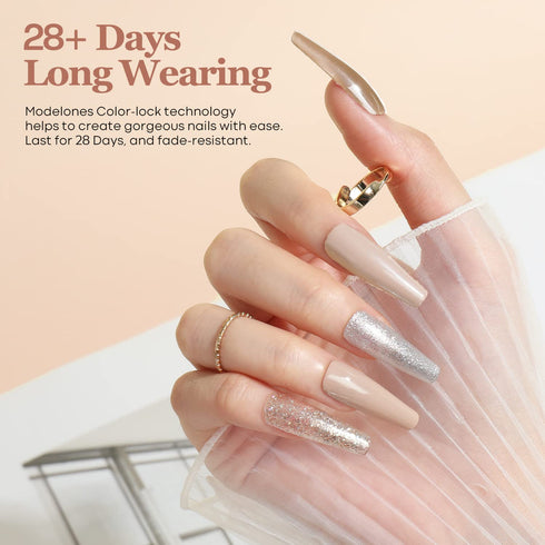 modelones Gel Nail Polish, 15ML Neutral Nude Soak Off LED Skin Tone Tan Color Nail Gel Polish for Home Manicure