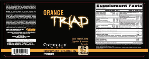 CONTROLLED LABS Orange Triad Daily Multivitamin, Iron Free Sports Supplement for Workout, 45 Servings
