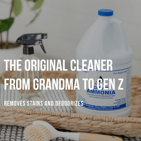 Clear Ammonia Cleaner Liquid, 1 Gallon - Multipurpose Cleaning Solution for Kitchen and Bathroom Use