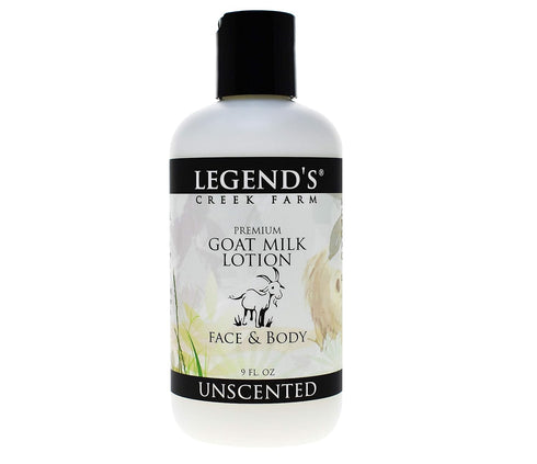 Legend's Creek Farm Goat Milk Lotion - 9 oz Moisturizing Body Lotion for Hand, Face & Body, Unscented, Handmade USA