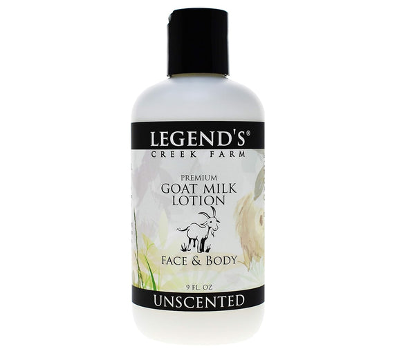 Legend's Creek Farm Goat Milk Lotion - 9 oz Moisturizing Body Lotion for Hand, Face & Body, Unscented, Handmade USA