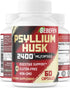 BEBEFEN Psyllium Husk Capsules 2400mg with Black Pepper - 2 Month Supply, Non-GMO, Gluten-Free Daily Fiber