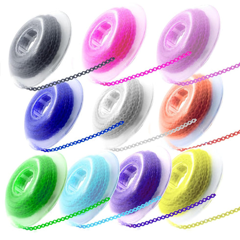 10 Rolls Orthodontic Braces Rubber Chains, 15'' Spools with Mix Colors, Closed, Short, Long Filaments