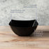 PLASTICPRO Disposable Square Serving Bowls, 4 Pack 16 Ounce Black Snack or Salad Bowls