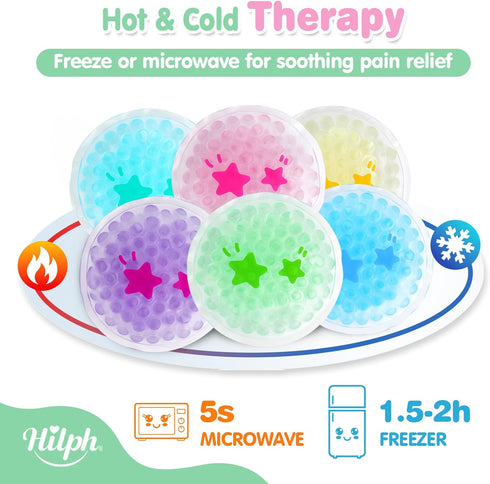 Hilph Small Ice Packs, Reusable Boo Boo Ice Packs for Kids, 6 Pack for Toddler Injuries & First Aid