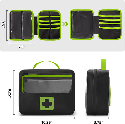 Marscamd Waterproof Empty First Aid Bag with a Detachable Panel, Small Medical Bag with Molle System, Green (Bag Only)