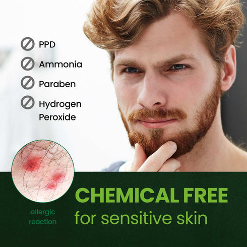 Herb For Men Mustache & Beard Dye, PPD & Ammonia Free, Vegan Natural Ingredients, Soft Black, 1 Pack