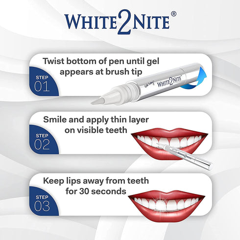 White2nite Teeth Whitening Pen | Dentist Recommended Enamel Safe Gel for Extreme Whitening | Instant Results, No