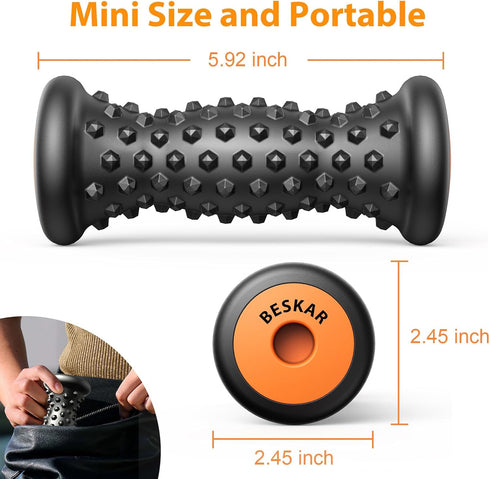 BESKAR Foot Massager Roller for Plantar Fasciitis Relief, Portable Deep Tissue Muscle Massage Tool