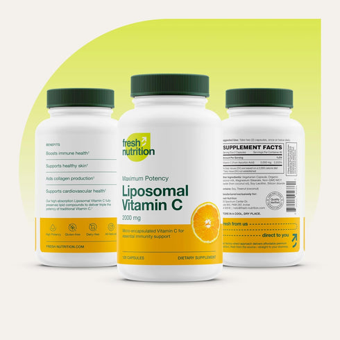 Fresh Nutrition Liposomal Vitamin C - 2000mg DNA Verified, All Natural Vegan Friendly Powder for Drinks