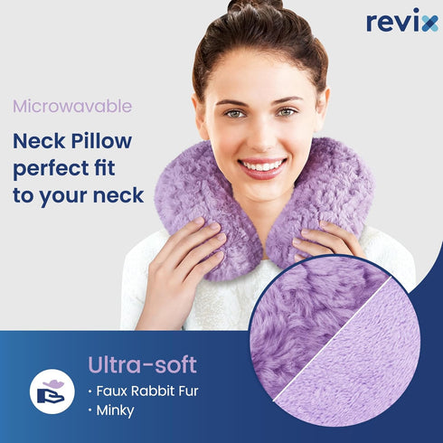 REVIX Neck Heating Pad Microwavable, Moist Heat Therapy Neck Warmer for Pain Relief, Weighted Neck Wrap (Purple)