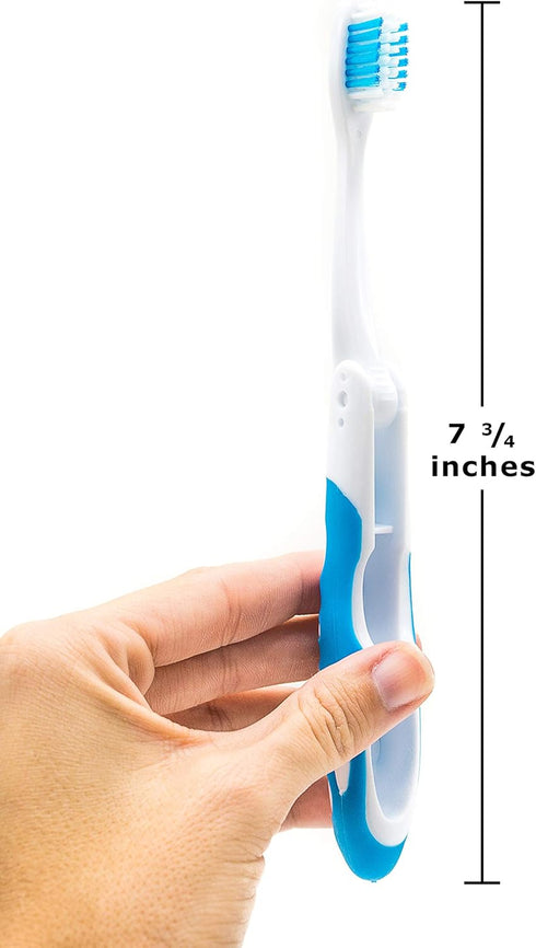 Lingito Travel Toothbrush, Folding with Built-in Cover, Packable, Collapsible, Pocket Medium Bristle Brushes (2 Pack)