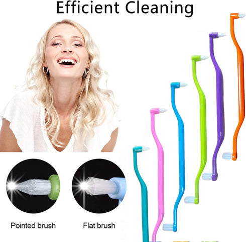 6 Pieces 2-in-1 Toothbrush with Interdental and Wisdom Teeth Brush Heads for Oral Care