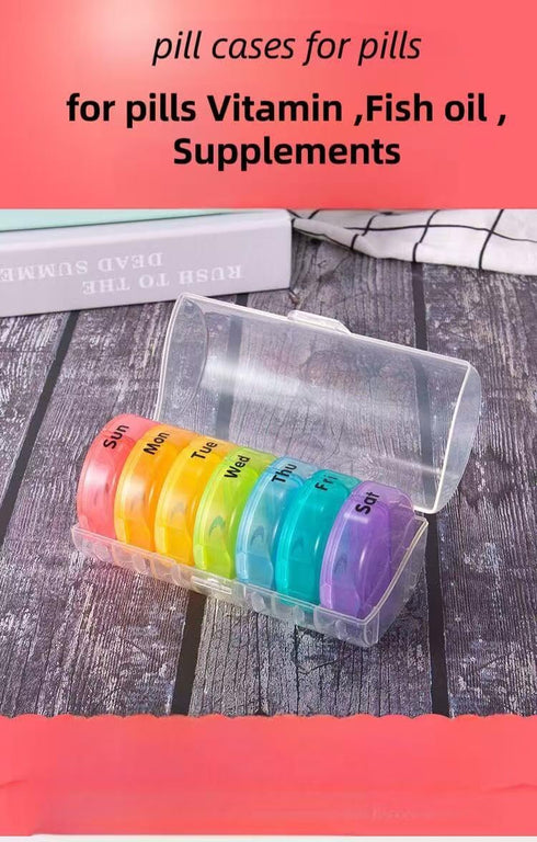 HoneyHu 7 2 Weekly Pill Organizer Day AM PM, Large Times a Day Vitamin Box with Extra Large Compartments, Leak Proof