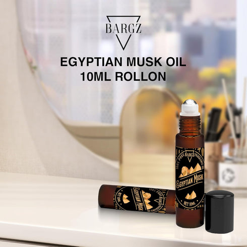 Bargz Natural Egyptian Musk Oil 0.33oz/10ml - Pure Perfume Fragrance for Skin, Hair, Body & Massage