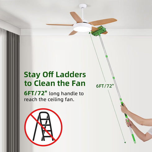 Ceiling Fan Cleaner Duster with 6 Ft/72'' Extension Pole High Ceiling Fan Blade Cleaning Tool Microfiber Duster Reusable Pads for Cleaning Ceiling Fan, Baseboard, Blind, Cobweb, Molding by Zavrski
