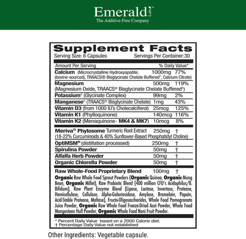 EMERALD LABS Osteo Bone Health Supplement, Immune Support & Bone & Joint with Vitamin D3, K2, Calcium, 180 Veg Capsules