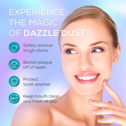 Venus Visage Dazzle Dust Teeth Whitening Powder, 40 g - Enamel-Friendly Tooth Powder for Stain Removal