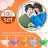 100 Pack 8oz Ice Cream Cups, Flower Shape Plastic Dessert Bowls for Fruit, Yogurt, Sundae, Appetizers (Colorful)