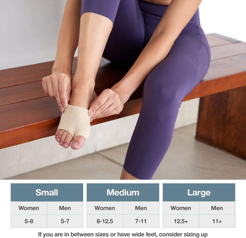 ZenToes Metatarsal Pads for Men and Women - Ball of Foot Pain Relief Cushions for Sesamoiditis, Metatarsalgia, Morton's Neuroma - 2 Pairs Fabric Sleeves with Gel Inserts (Medium, Beige)