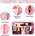 Iqimott Preppy Patch Clear Makeup Stuff Bag, Women Chenille Letter Cosmetic Bag for Travel, Waterproof Zipper Pouch