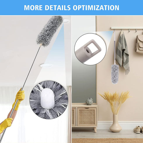 Microfiber Feather Duster 5-in-1 Kit: Extension Pole, Cobweb Duster, and Microfiber Dusters for Cleaning