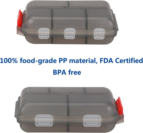 YEEHO 10 Pill Case - Portable Supplements Tablet Container Box with Compartments - Medicine Capsule Vitamin Foldable