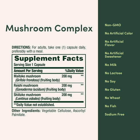 Immune 60 Natures Bounty Mushroom Complex for Support, Featuring Shiitake, Maitake and Reishi mushroom health